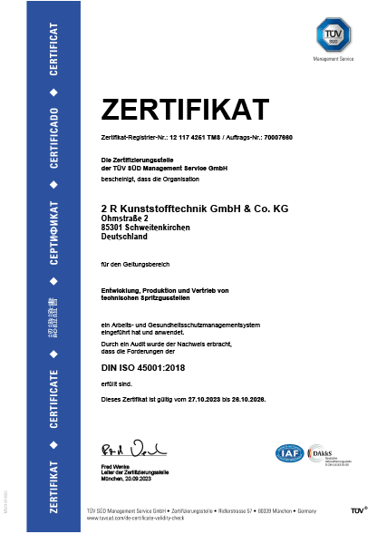 Zertifikat ISO 450001:2018